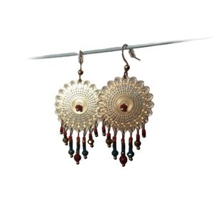 Beaded Gold Dreamcatcher Earrings